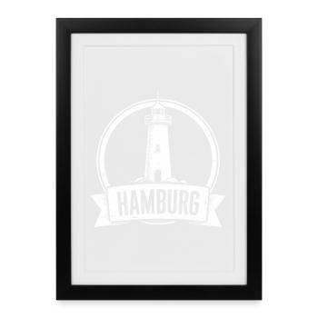 Leuchtturm Hamburg - Gerahmtes Poster (27 × 37 cm) - Schwarz - Vorne