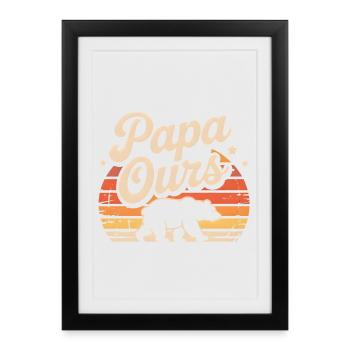Papa Ours Retro Soleil - Affiche encadrée (27 × 37 cm) - noir - Devant