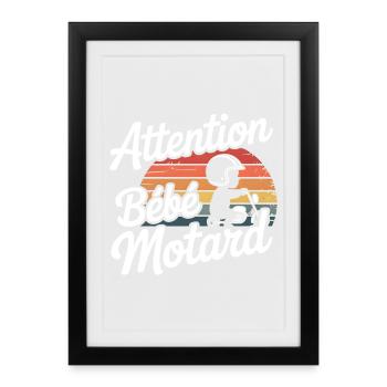 Attention Vintage Biker Baby - Framed poster (27 × 37 cm) - black - Front