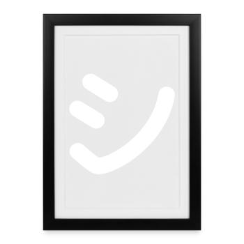 Japanese Text 'シ' (Shi) – White - Framed poster (27 × 37 cm) - black - Front
