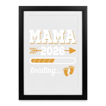 Maman 2026 Chargement Cadeau de future maman - Affiche encadrée (27 × 37 cm) - noir - Devant