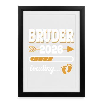 Brother 2026 Loading Siblings-to-be Gift - Framed poster (27 × 37 cm) - black - Front