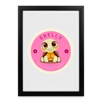 Shelly la petite tortue Stamp Design - Affiche encadrée (27 × 37 cm) - noir - Devant