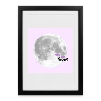 Moon Lover – Cute Pink Aesthetic Design 🌕💗✨🌸 - Framed poster (27 × 37 cm) - black - Front