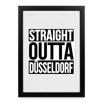 Straight Outta Düsseldorf - Gerahmtes Poster (27 × 37 cm) - Schwarz - Vorne