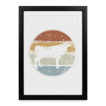 Vache Vintage - Affiche encadrée (27 × 37 cm) - noir - Devant