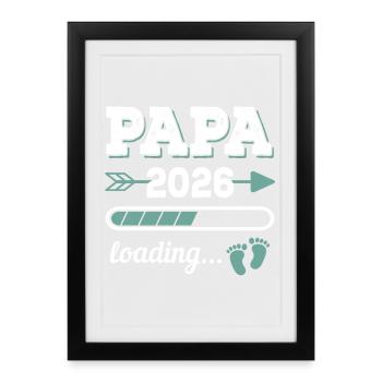 Papa 2026 Loading Idée cadeau futur papa - Affiche encadrée (27 × 37 cm) - noir - Devant