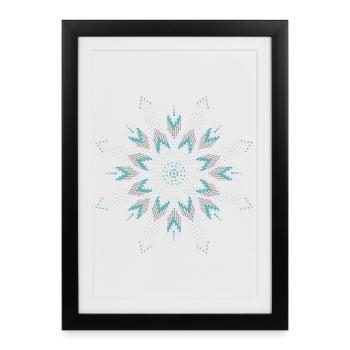 Ethnic star made of turquoise and silver beads - Framed poster (27 × 37 cm) - black - Front