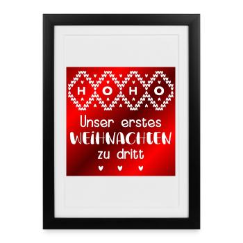 Notre premier Noël en trio - Affiche encadrée (27 × 37 cm) - noir - Devant
