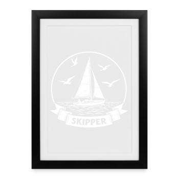 Skipper Voilier Capitaine maritime - Affiche encadrée (27 × 37 cm) - noir - Devant
