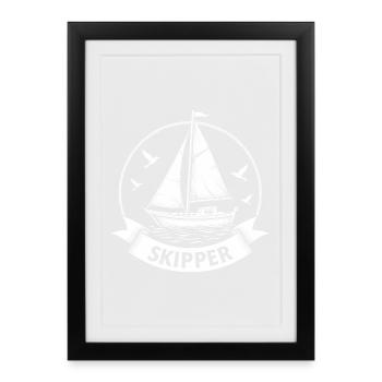 Skipper Voilier Capitaine maritime - Affiche encadrée (27 × 37 cm) - noir - Devant
