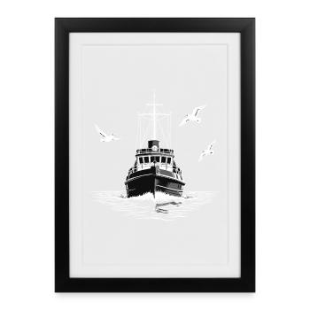 Fishing Cutter Trawler Fishing Sea - Framed poster (27 × 37 cm) - black - Front