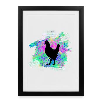Poulets Poulets - Affiche encadrée (27 × 37 cm) - noir - Devant