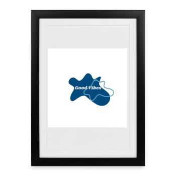 Gute Vibes Blau Logo - Affiche encadrée (27 × 37 cm) - noir - Devant