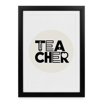 Teacher design with pencil typography - Framed poster (27 × 37 cm) - black - Front
