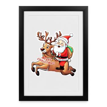 Babbo Natale - Père Noël Joyeux Noël - Affiche encadrée (27 × 37 cm) - noir - Devant
