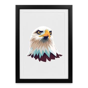 Geometric Eagle Head Illustration - Framed poster (27 × 37 cm) - black - Front