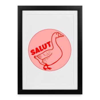 oie amusante salut - Affiche encadrée (27 × 37 cm) - noir - Devant