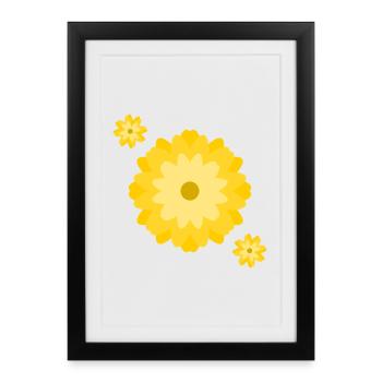 Sunny Daisy Burst - Framed poster (27 × 37 cm) - black - Front