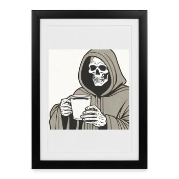 Grim Reaper Hooded Skeleton Cup - Framed poster (27 × 37 cm) - black - Front