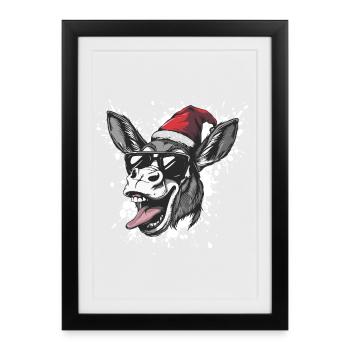 Âne Noël Drôle - Affiche encadrée (27 × 37 cm) - noir - Devant