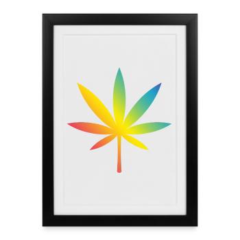 Cannabis / Marijuana / Chanvre (Arc-en-ciel / Histoire) - Affiche encadrée (27 × 37 cm) - noir - Devant