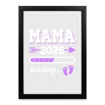 Maman 2026 Loading Idée cadeau de grossesse - Affiche encadrée (27 × 37 cm) - noir - Devant