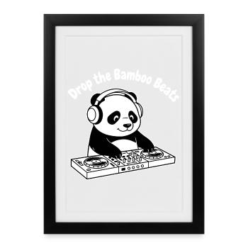 Bamboo Beats Panda DJ - Affiche encadrée (27 × 37 cm) - noir - Devant