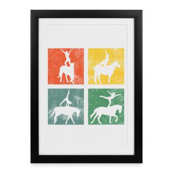 Voltige, équitation, équitation, gymnastique - Affiche encadrée (27 × 37 cm) - noir - Devant