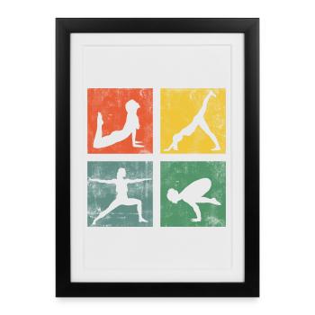 Exercices de yoga Yogini Méditation Fitness Cadeau - Affiche encadrée (27 × 37 cm) - noir - Devant