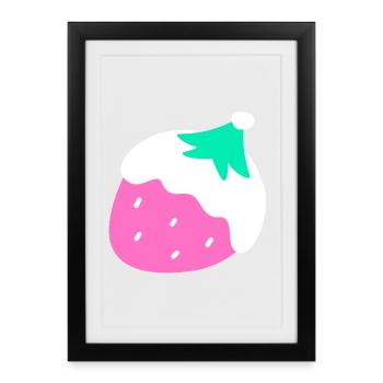 Erdbeeren – Weihnachten - Gerahmtes Poster (27 × 37 cm) - Schwarz - Vorne