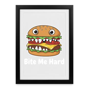 Me Hard Cartoon Burger - Affiche encadrée (27 × 37 cm) - noir - Devant