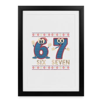 6 7 Six Seven Memes – Noël - Affiche encadrée (27 × 37 cm) - noir - Devant