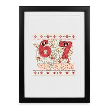 6 7 Six Seven Memes – Points d’aura Noël - Affiche encadrée (27 × 37 cm) - noir - Devant