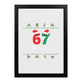 6 7 Noël – Points Aura 6 7 Fest Kids Gaming - Affiche encadrée (27 × 37 cm) - noir - Devant