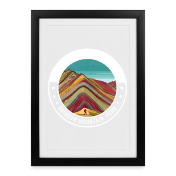 Rainbow Mountain Peru Color Explosion - Framed poster (27 × 37 cm) - black - Front