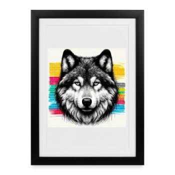 Wolf - Gerahmtes Poster (27 × 37 cm) - Schwarz - Vorne