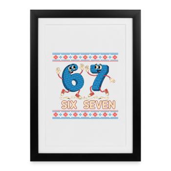 6 7 Six Sept mèmes - Affiche encadrée (27 × 37 cm) - noir - Devant