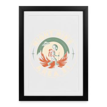 Funny Area 51 Alien UFO Hike Hiking - Framed poster (27 × 37 cm) - black - Front