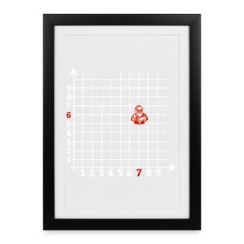 Weihnachtsmann Koordinaten Six Seven Meme - Gerahmtes Poster (27 × 37 cm) - Schwarz - Vorne