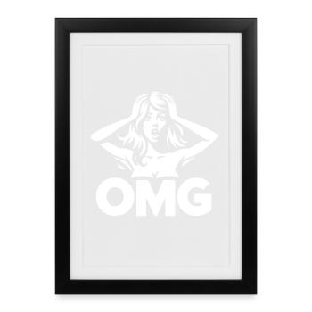 OMG Reaction Woman Silhouette - Framed poster (27 × 37 cm) - black - Front