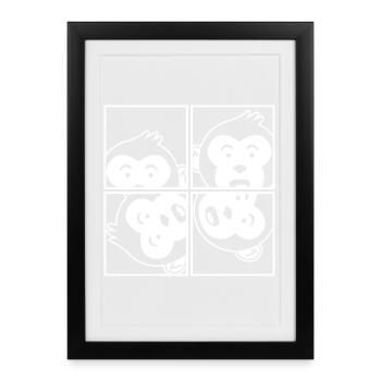Singe dans un cadre photo – Banana Jungle Photo Art - Affiche encadrée (27 × 37 cm) - noir - Devant
