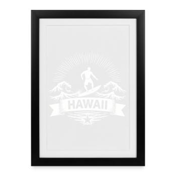 Hawaii Surfer Surfer sur Pacific Wave - Affiche encadrée (27 × 37 cm) - noir - Devant