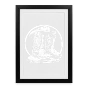 Bottes Western silhouette en cercle - Affiche encadrée (27 × 37 cm) - noir - Devant