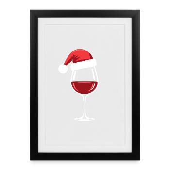 Merry Christmas Wine Glass Wine Nights - Framed poster (27 × 37 cm) - black - Front