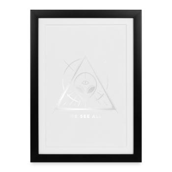 UFO Alien Eye Triangular Sigil - Framed poster (27 × 37 cm) - black - Front