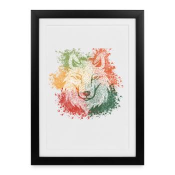 Loup Zentangle - Affiche encadrée (27 × 37 cm) - noir - Devant