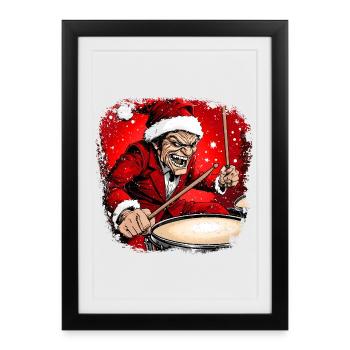 Batteur Santa Claus - Affiche encadrée (27 × 37 cm) - noir - Devant