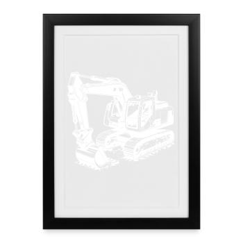 Excavator shovel hero and muscleman with cab - Framed poster (27 × 37 cm) - black - Front