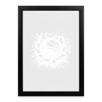 Basketball throw destroys a wall - Framed poster (27 × 37 cm) - black - Front